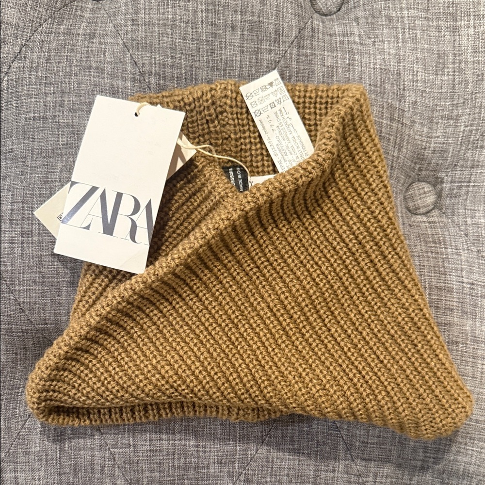 Zara Kids Knit Scarf Brown Ribbed Size M (5–14) – NWT